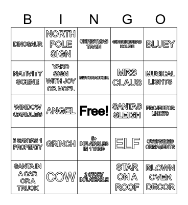 FAMILY CHRISTMAS BINGO 2025 Bingo Card