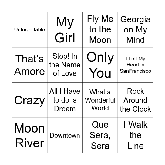 Music Bingo Card