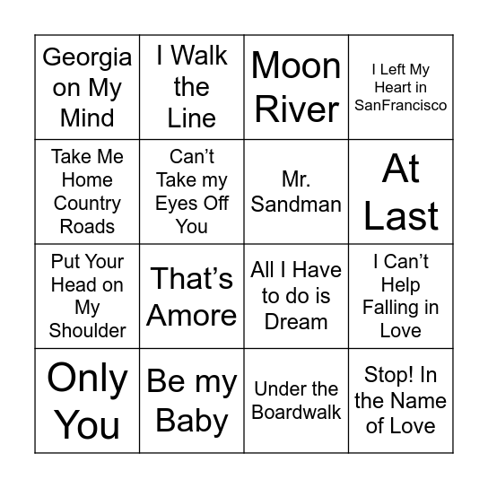 Music Bingo Card