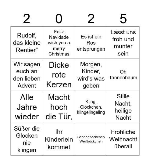 WEIHNACHTSLIEDER BINGO Card