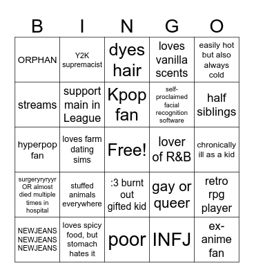 Twinkingo Bingo Card