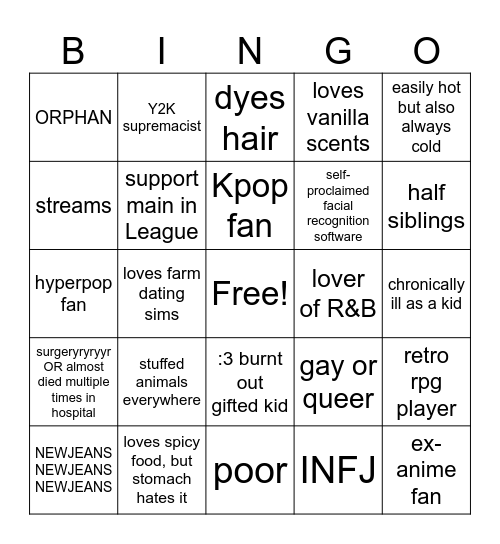 Twinkingo Bingo Card