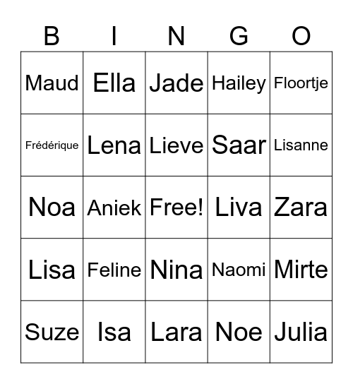 Tinder namen Bingo Card