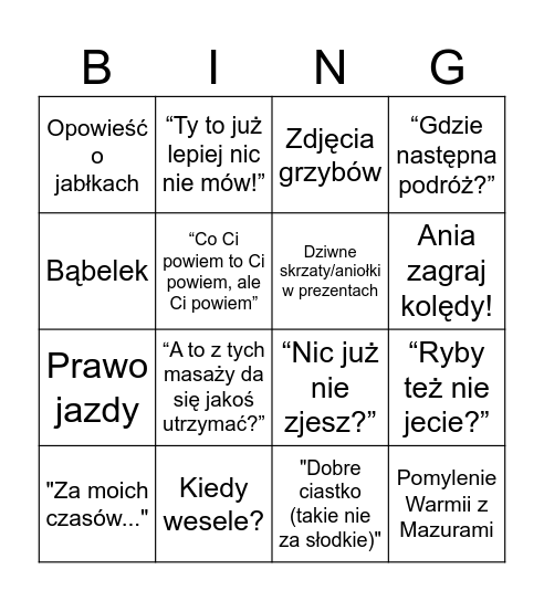 Ra(n)dom Christmas Bingo Card