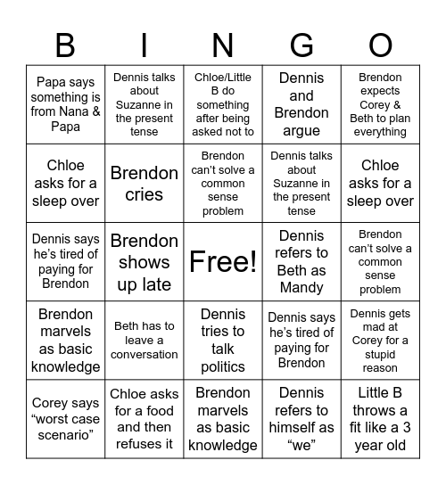 StL Survival Bingo Card