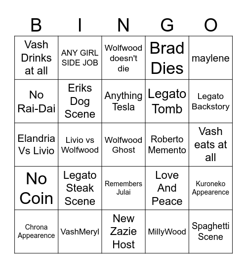 TriGingo Bingo Card