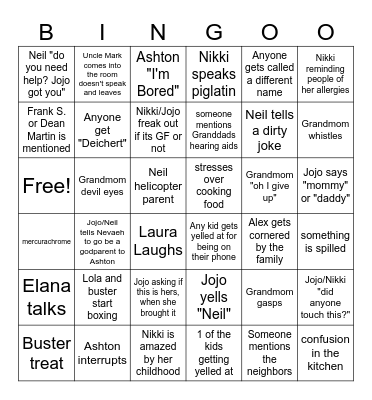 Family Bingo Card