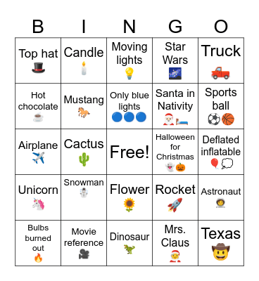 Christmas Light Bingo Card