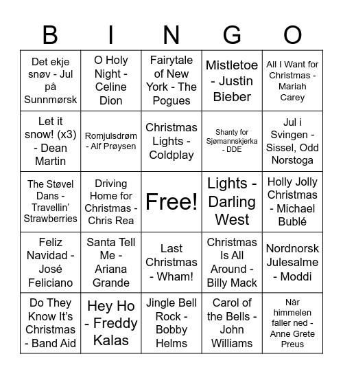 🎵🎄❤️IT'S BINGO TIME❤️🎄🎵 Bingo Card