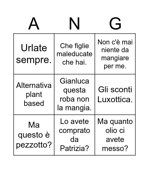 Angiula Bingo Card