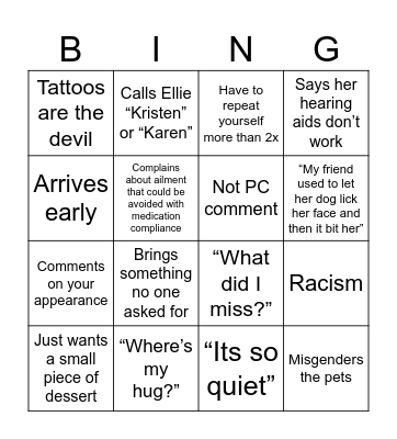 Grandma Bingo Card
