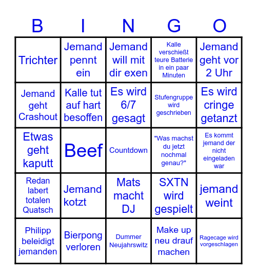 Silvester Bingo Card