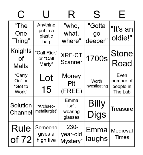 Curse of Oak Island Bingo (Quotes) Bingo Card