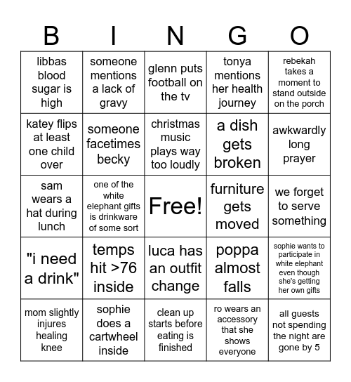 christmas bingo ecarb Bingo Card