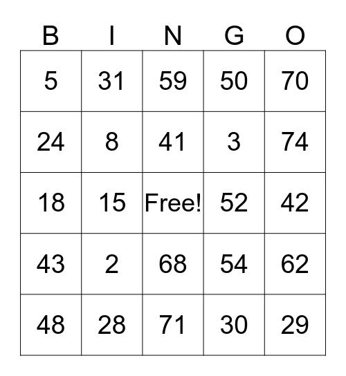 SOLO MANEK Bingo Card