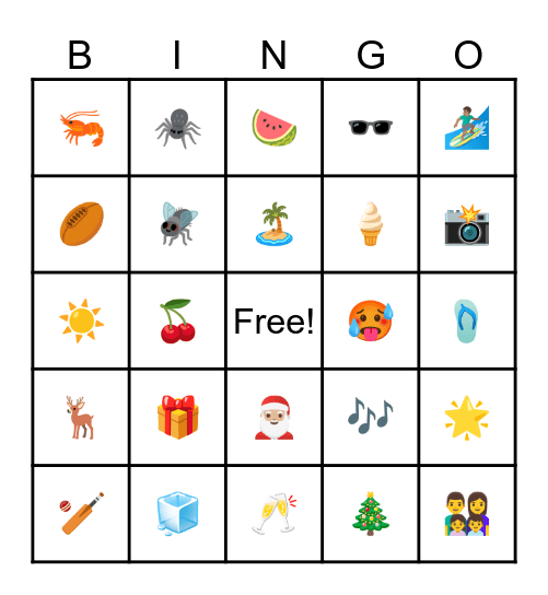 🇦🇺AUSSIE CHRISTMAS🇦🇺 Bingo Card
