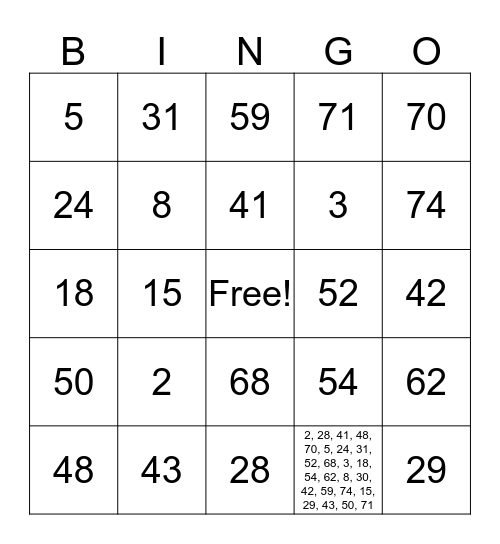 SOLO MANEK Bingo Card