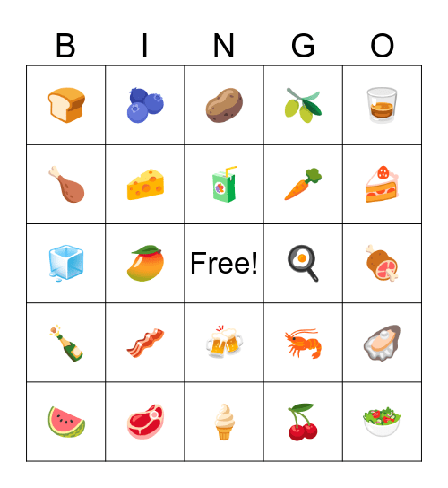 CHRISTMAS FOOD Bingo Card