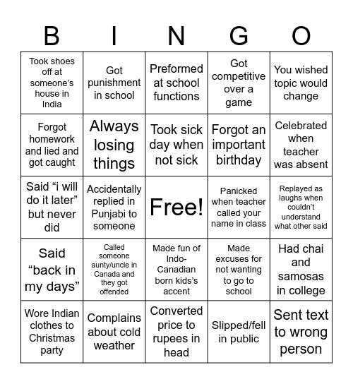 Christmas 2025 Bingo Card