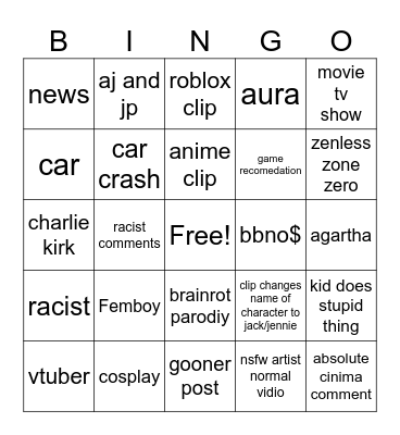 reels Bingo Card