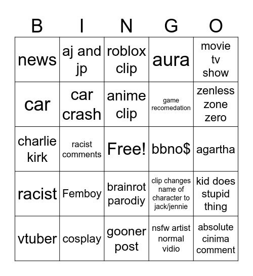 reels Bingo Card