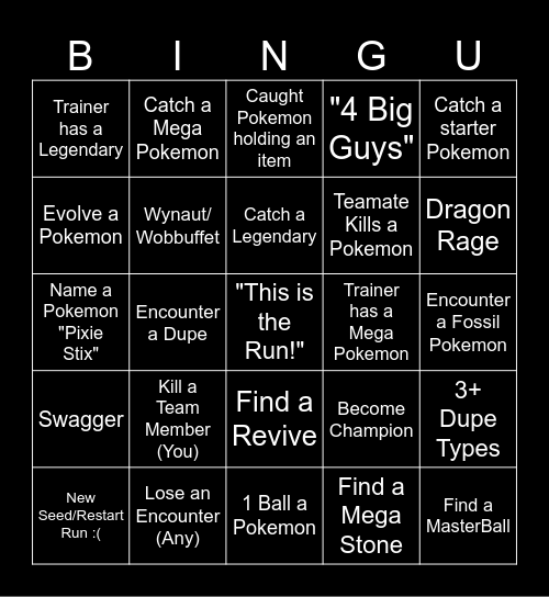 3-Man Soul-Link Bingo Card