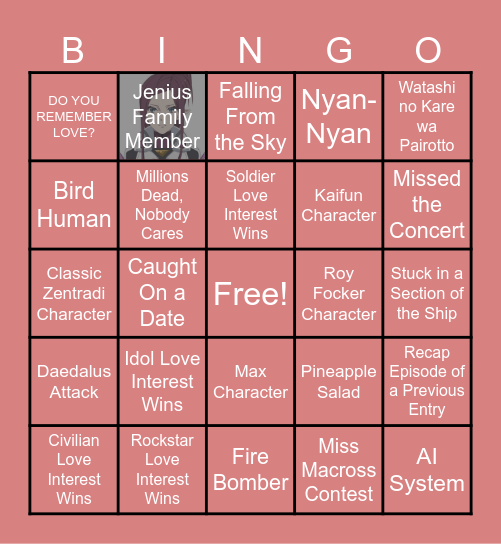 Macross Bingo Card