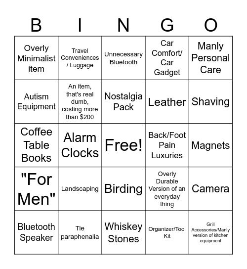 Men's Bougie Bingo Card 2025 Bingo Card