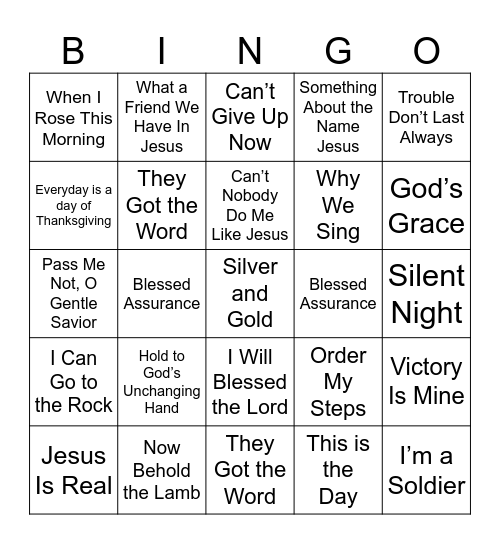 Gospel Bingo Card