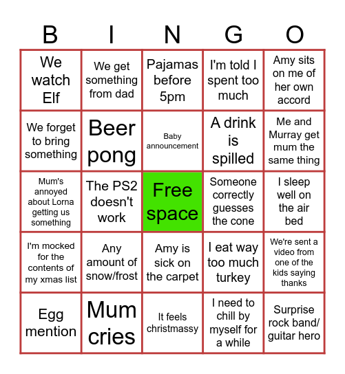 Xmas Bingo 2025 Bingo Card
