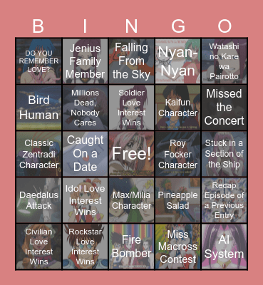 Macross Bingo Card