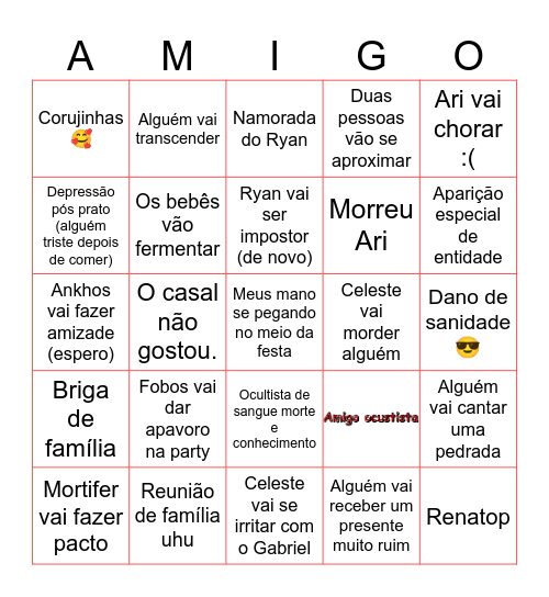 Bingo oculto Bingo Card