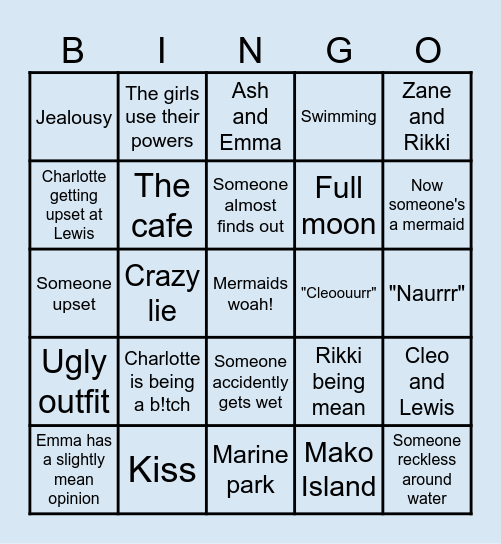 Season 2 H2O BINGO Card
