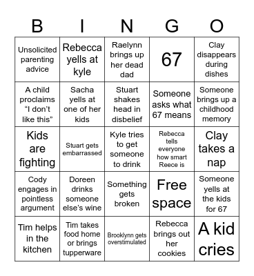Fehr Family Bingo Card