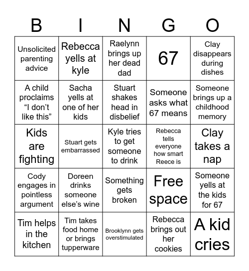 Fehr Family Bingo Card