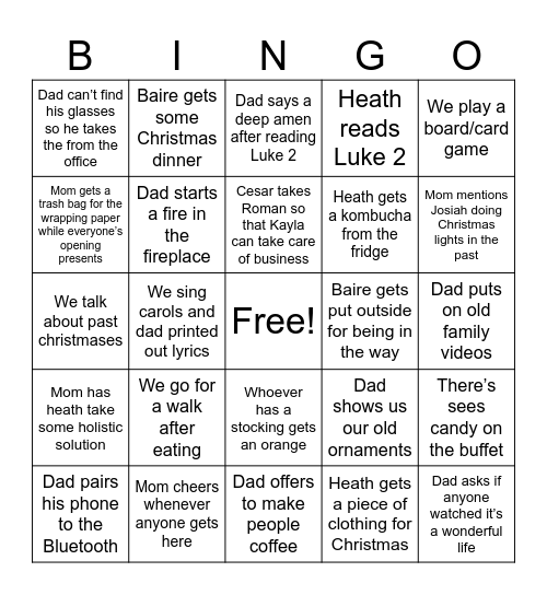 Christmas 2025 Bingo Card