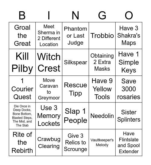 Silking Our Song Bingo Card