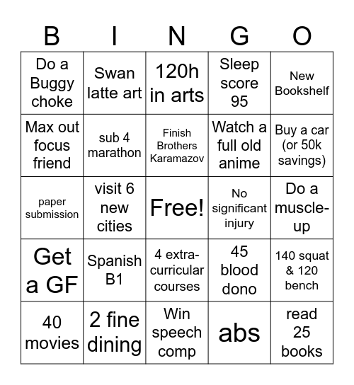 2026 Bingo Card