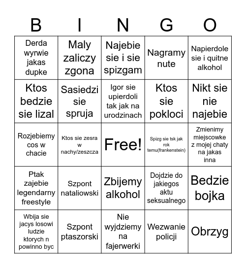 Sylwek Bingo Card