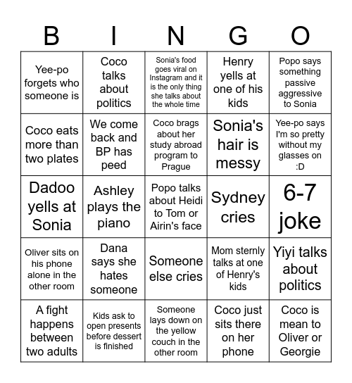 2025 Christmas Bingo Card