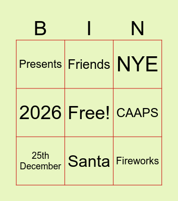 CAAPS Holiday Bingo Card