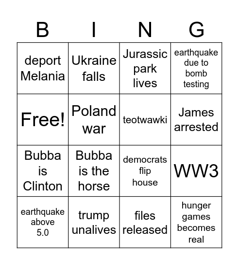 2026 Bingo Card