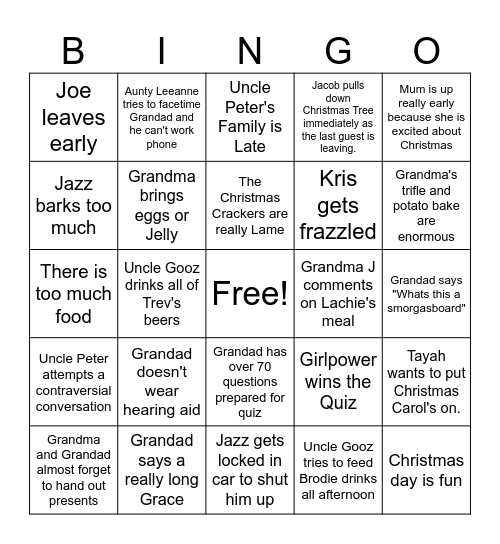 Christmas Bingo Card
