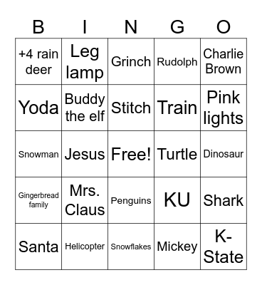 Christmas Light Tour Bingo Card