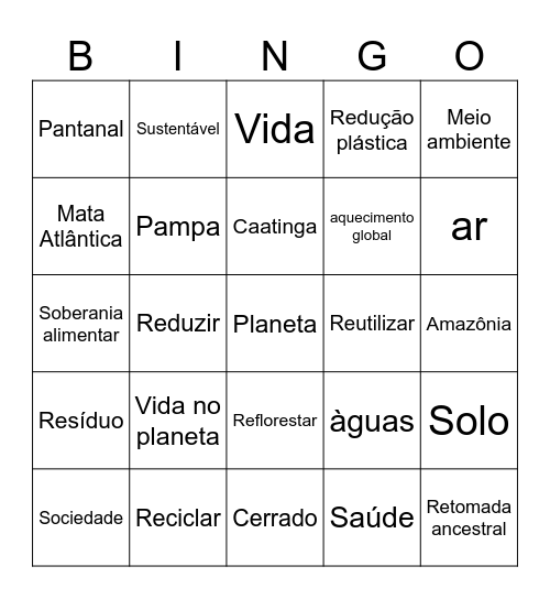1⁰ BINGO SUSTENTÁVEL 🎄💚 Bingo Card