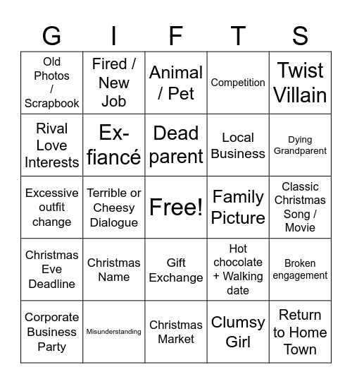 Hallmark Bingo Card