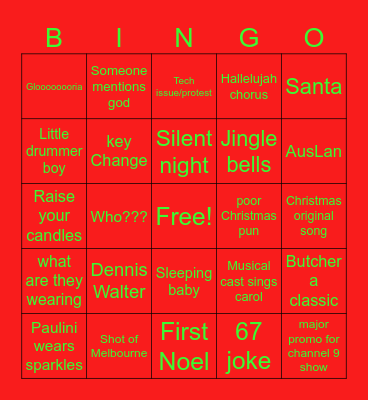 Carols by Candlelight 2025 Bingo Card