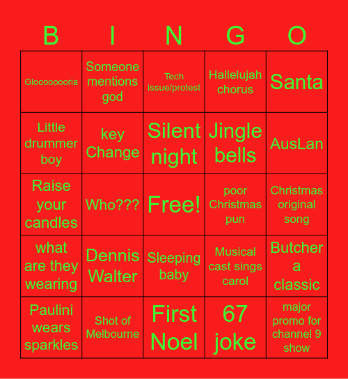 Carols by Candlelight 2025 Bingo Card