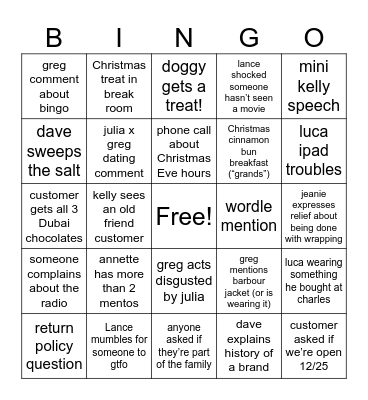 turtleneck wednesday Bingo Card