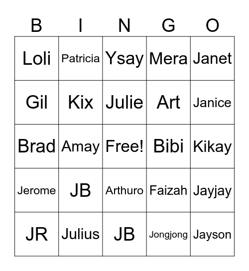 BINGO Card